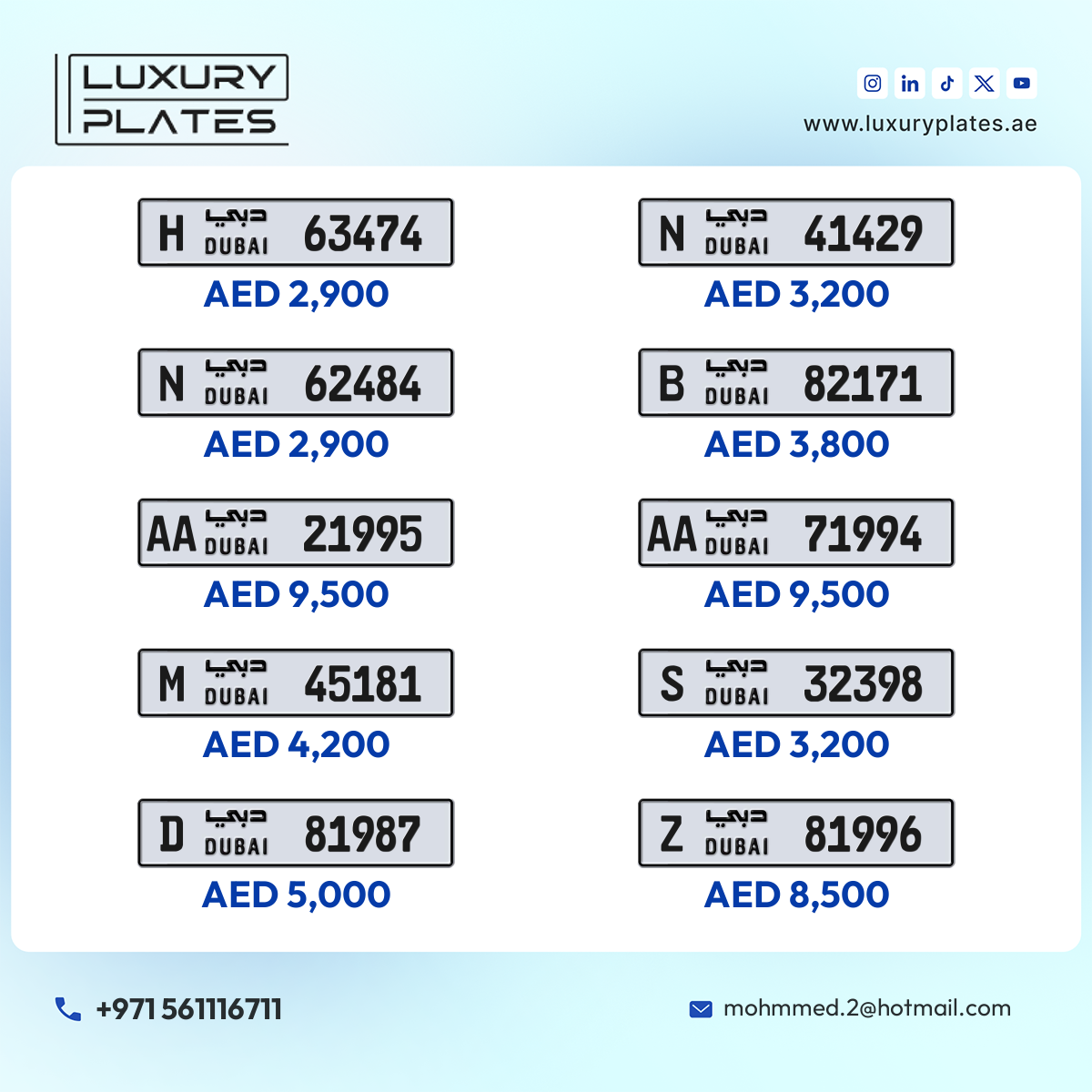 Plate number Dubai 81987 code D For sale