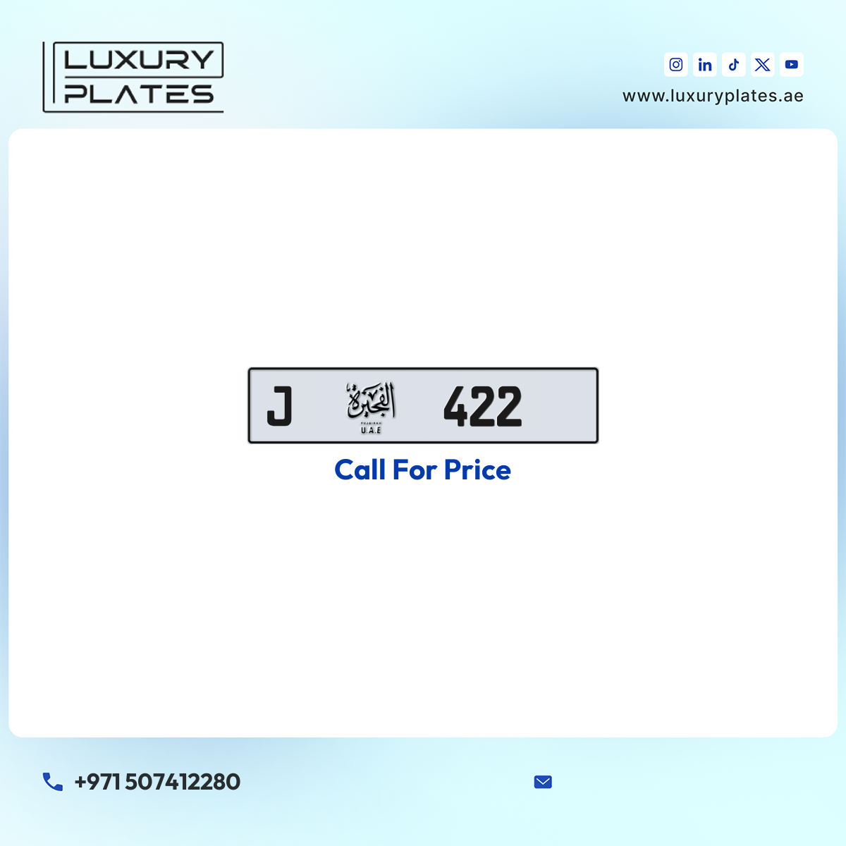 Plate number Fujairah 422 code J For sale