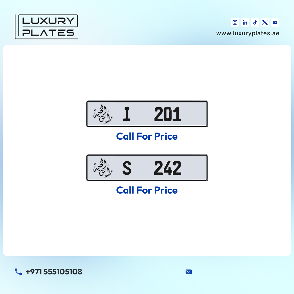 Plate number Ras Al Khaimah 201 code I For sale