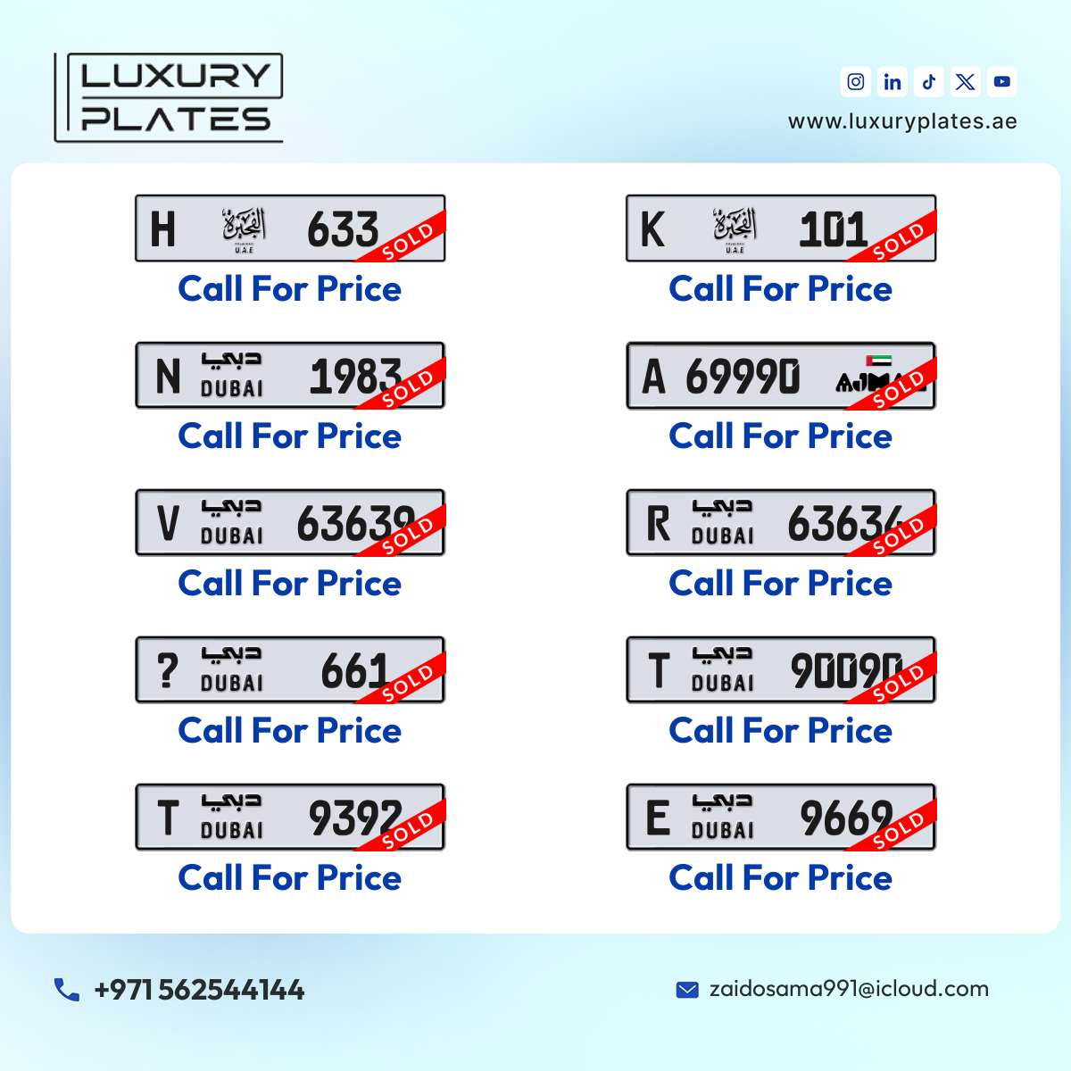 Plate number Dubai 9669 code E For sale