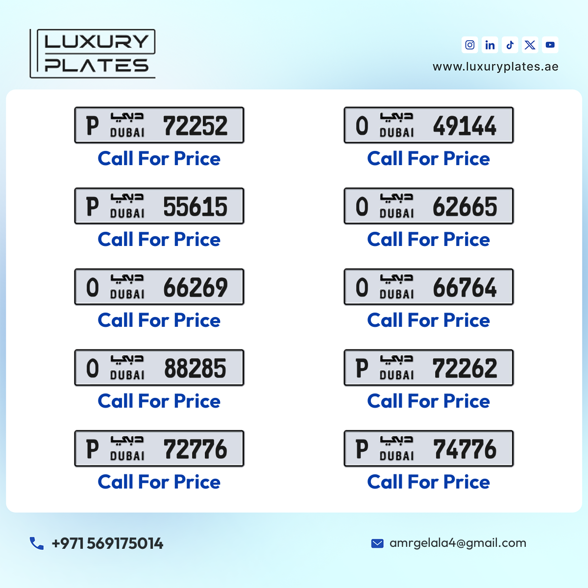 Plate number Dubai 55615 code P For sale