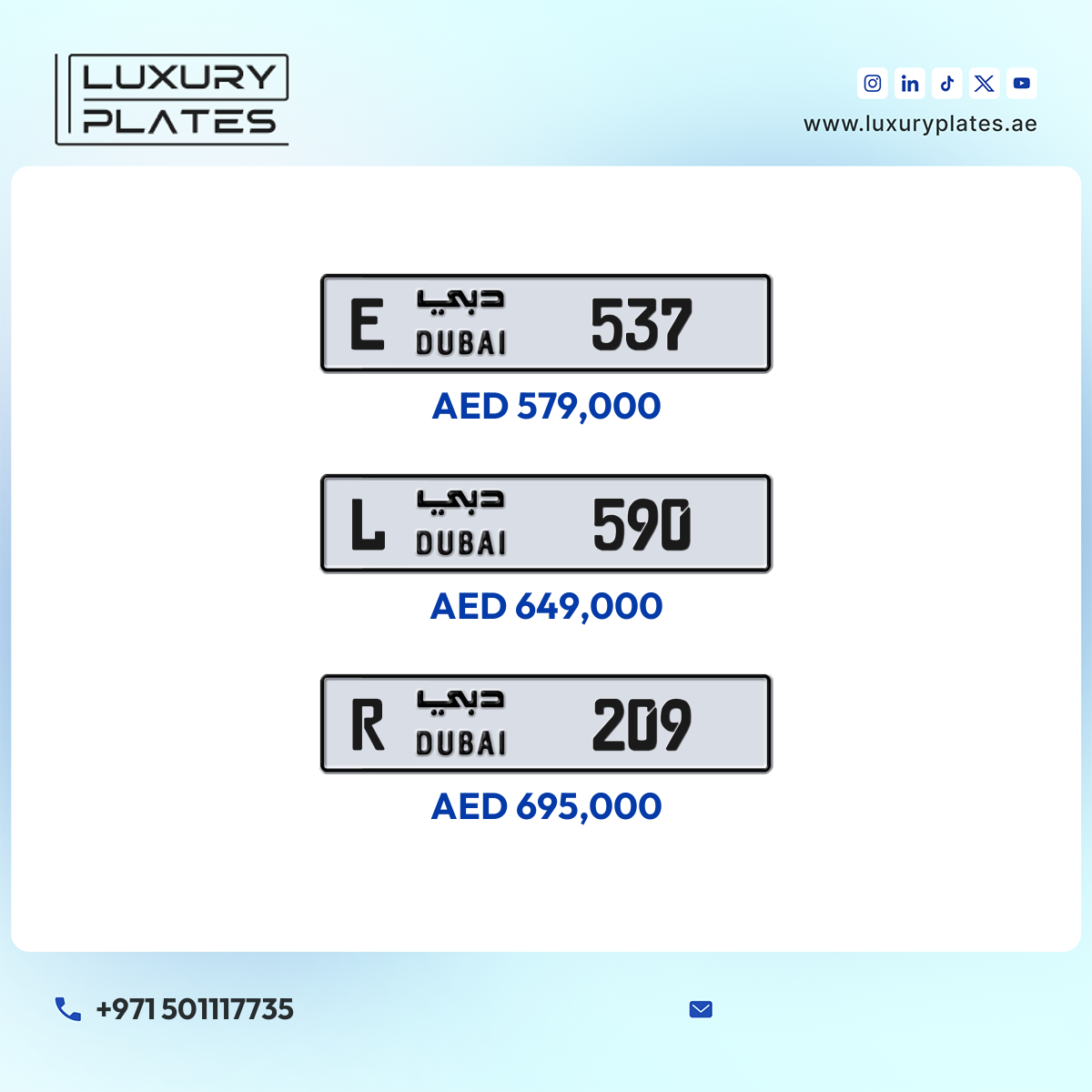 Plate number Dubai 537 code E For sale