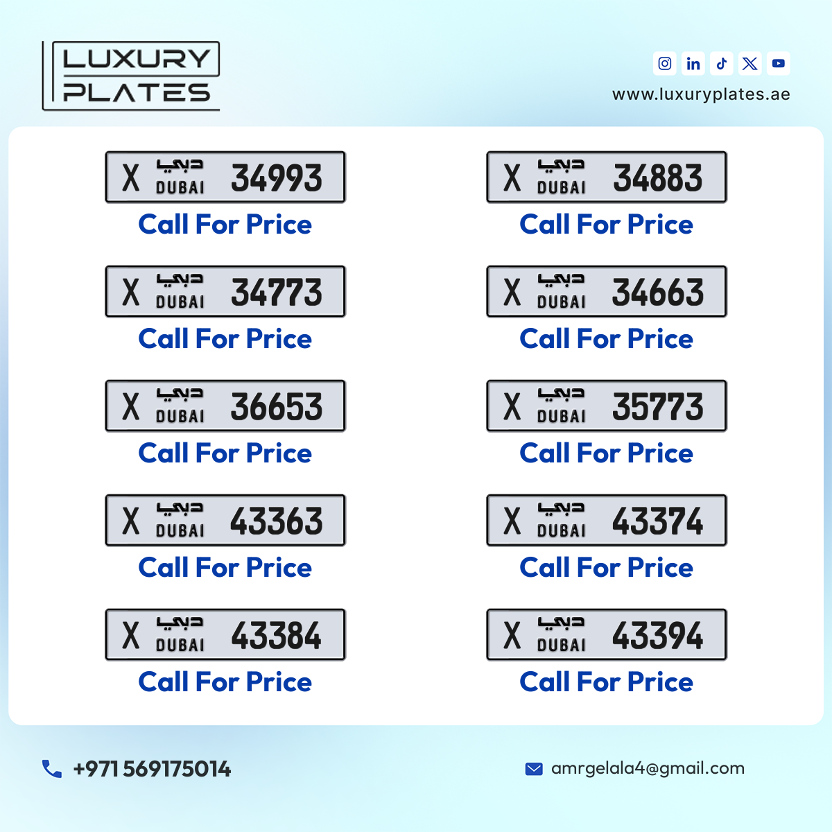 Plate number Dubai 34663 code X For sale