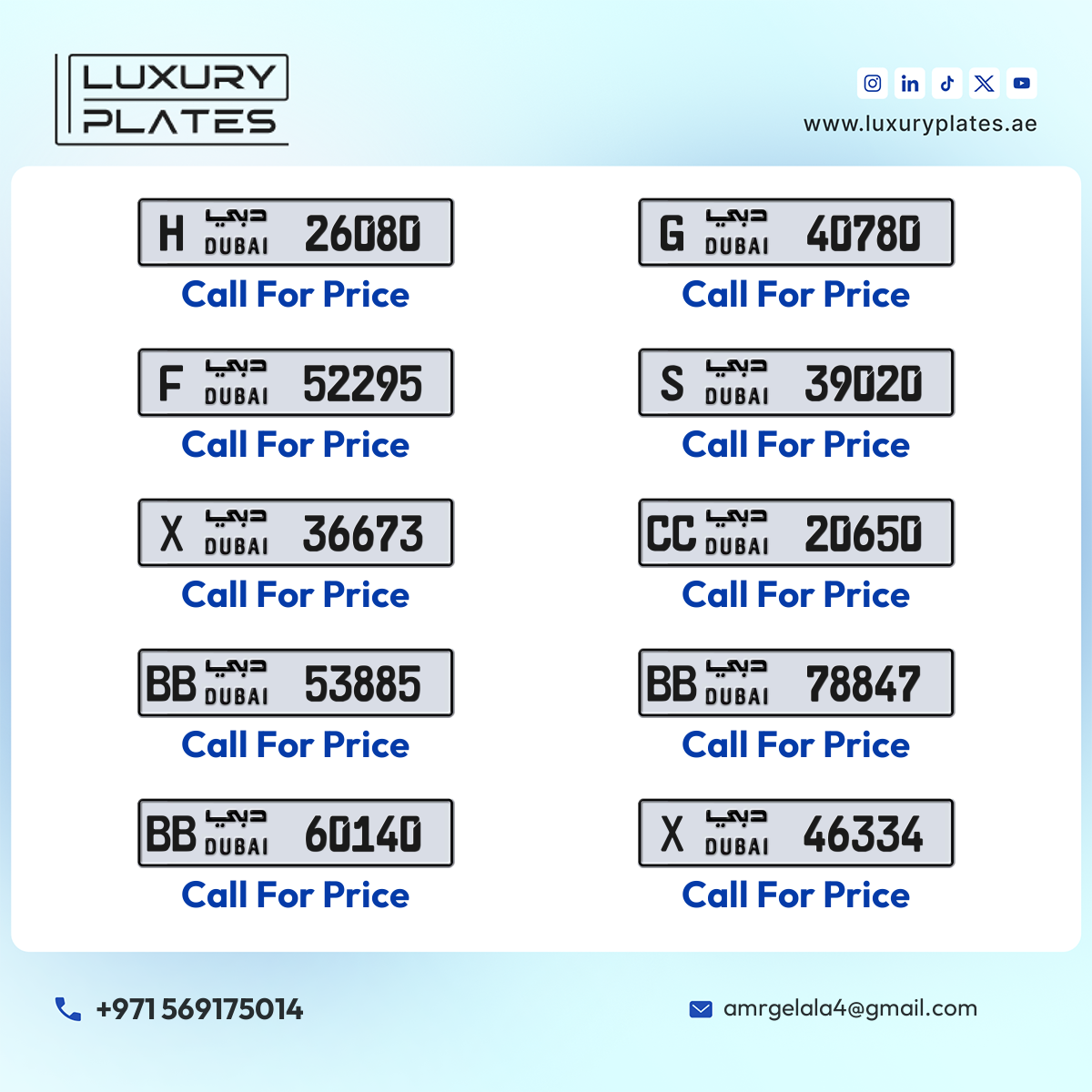 Plate number Dubai 60140 code BB For sale