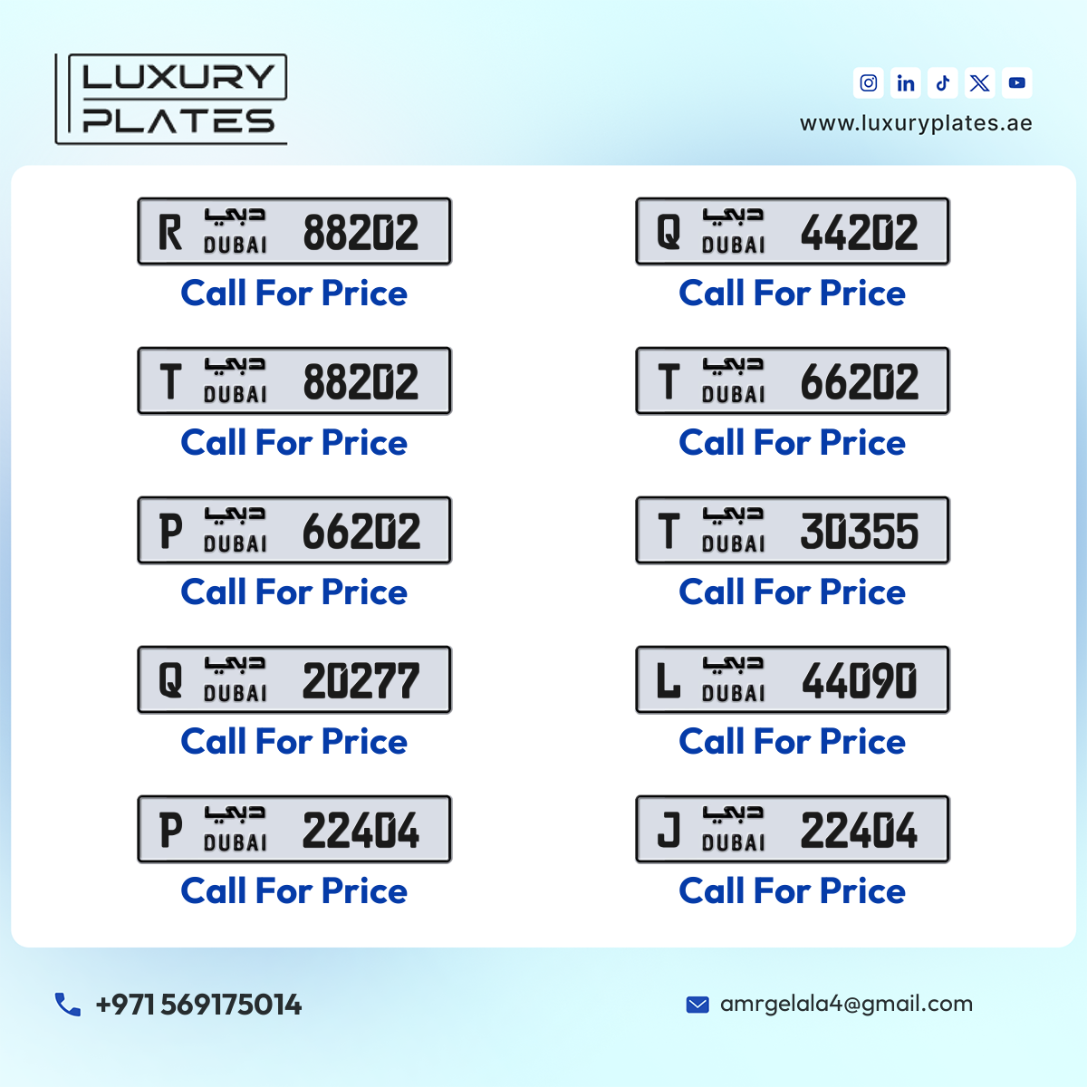 Plate number Dubai 88202 code T For sale