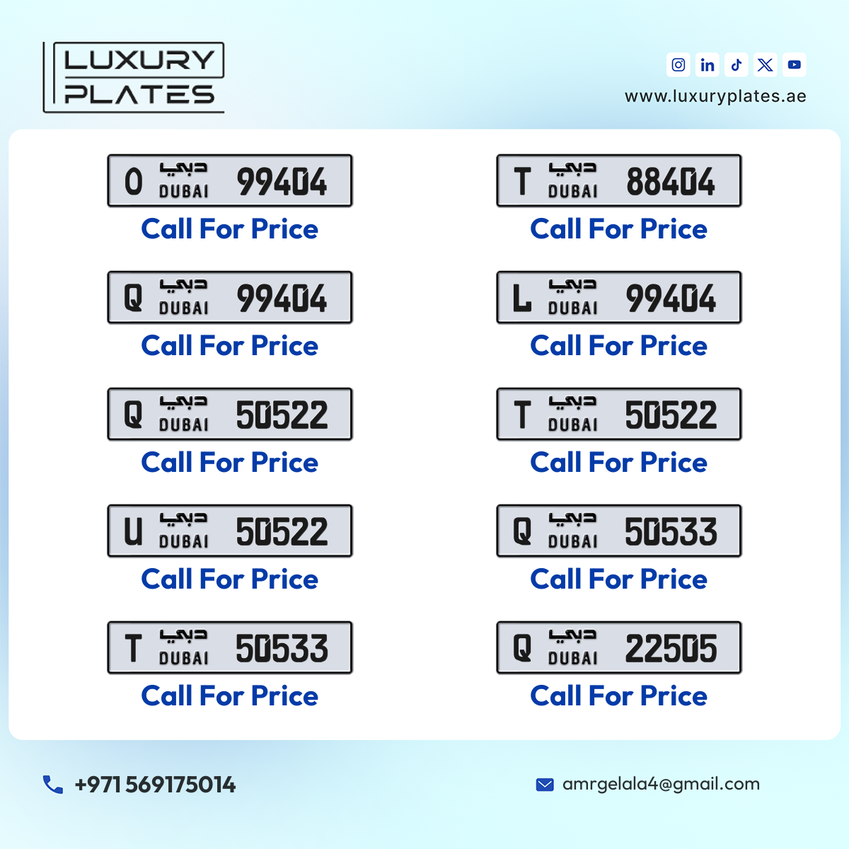 Plate number Dubai 88404 code T For sale