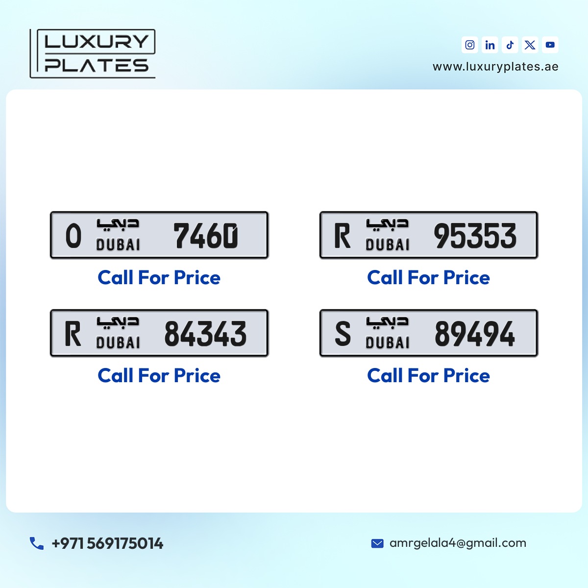 Plate number Dubai 89494 code S For sale