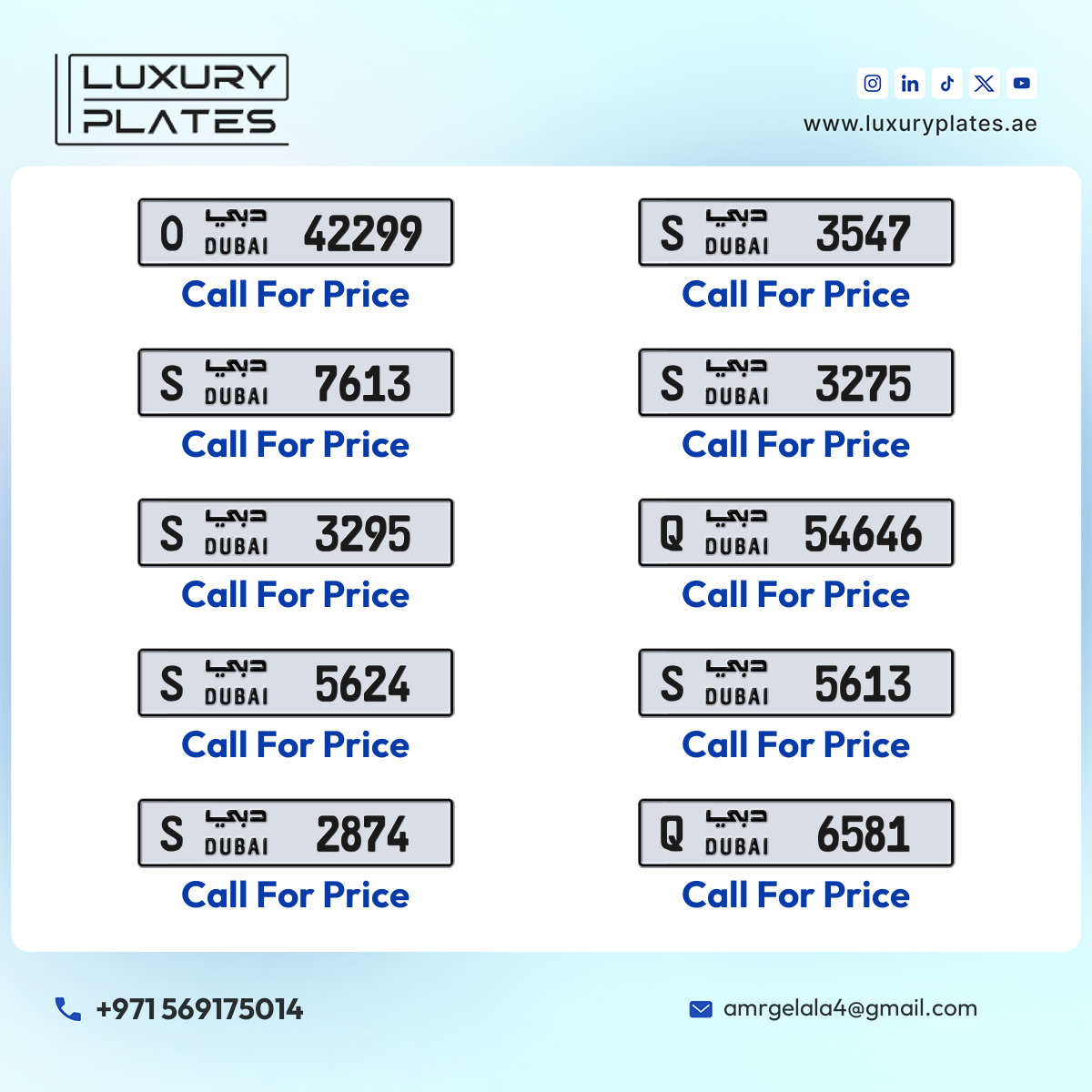 Plate number Dubai 54646 code Q For sale