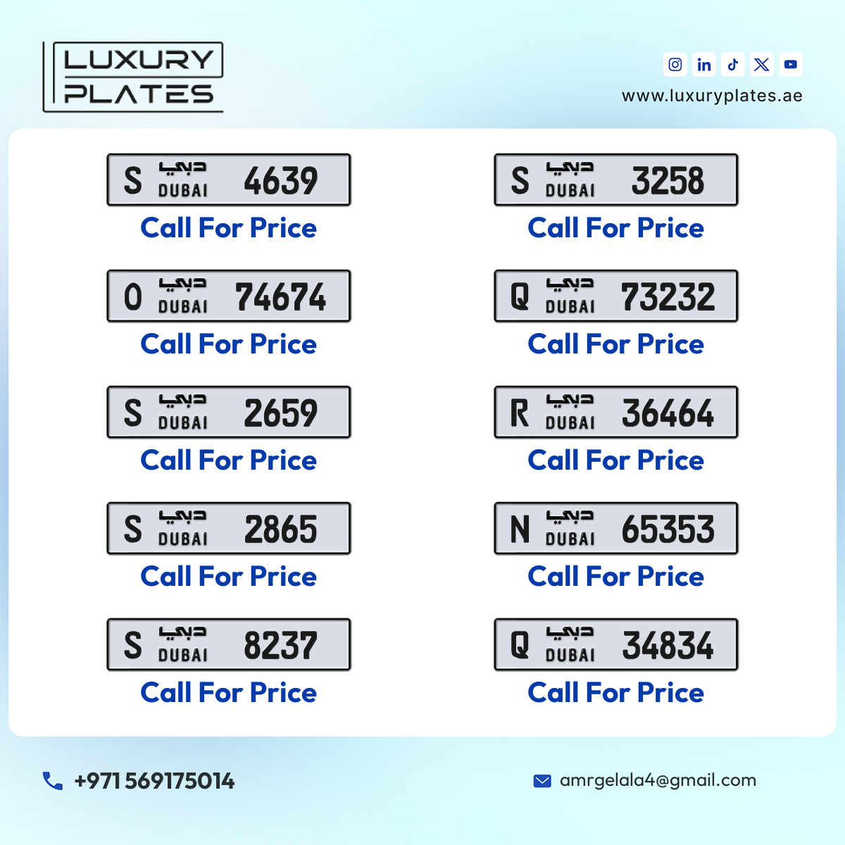 Plate number Dubai 34834 code Q For sale