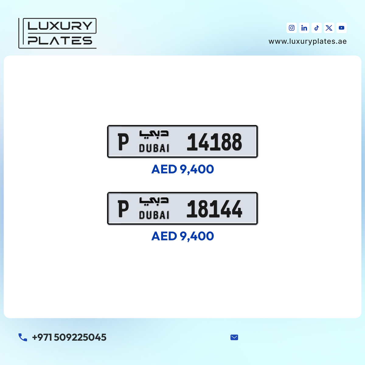 Plate number Dubai 18144 code P For sale