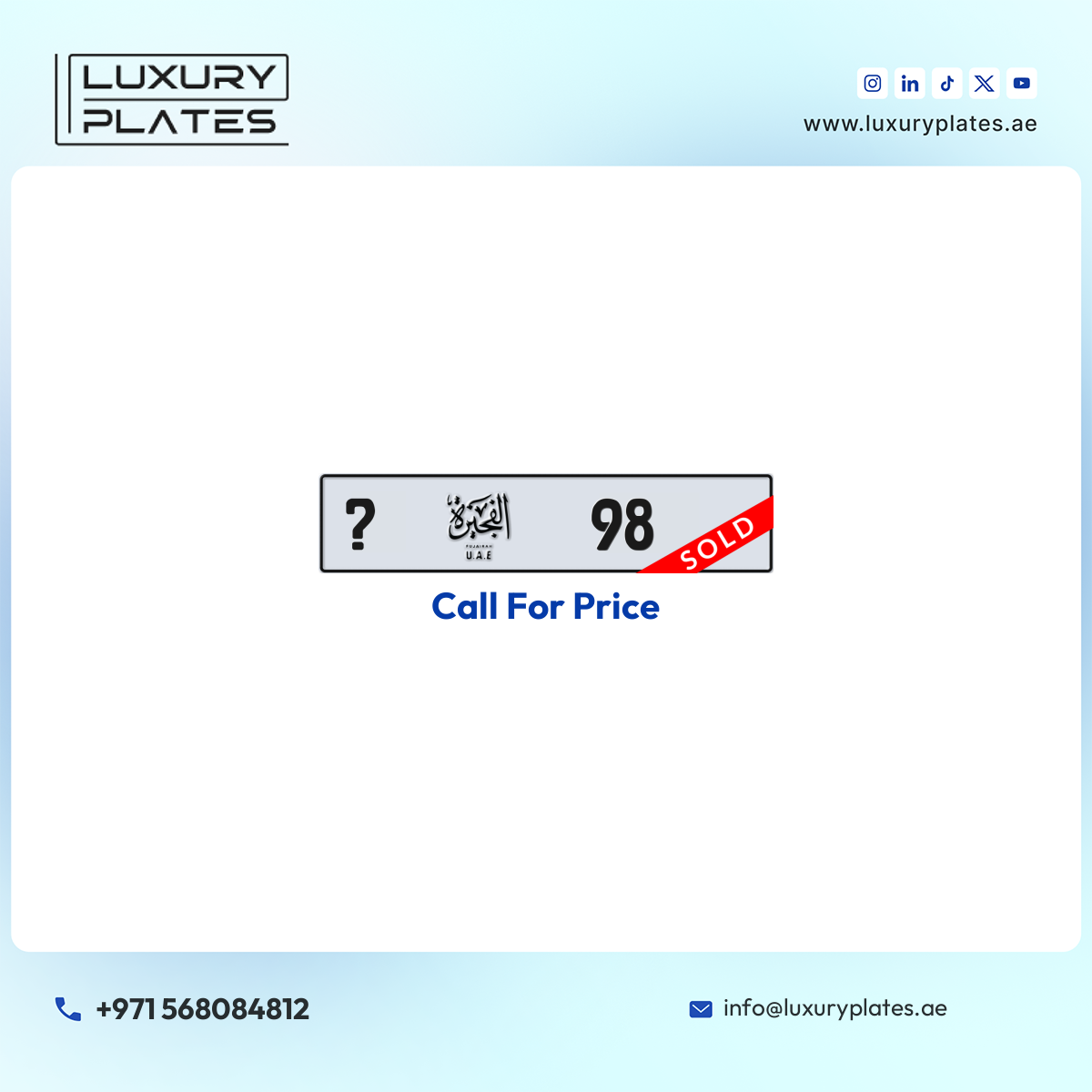 Plate number Fujairah 98 code ? For sale