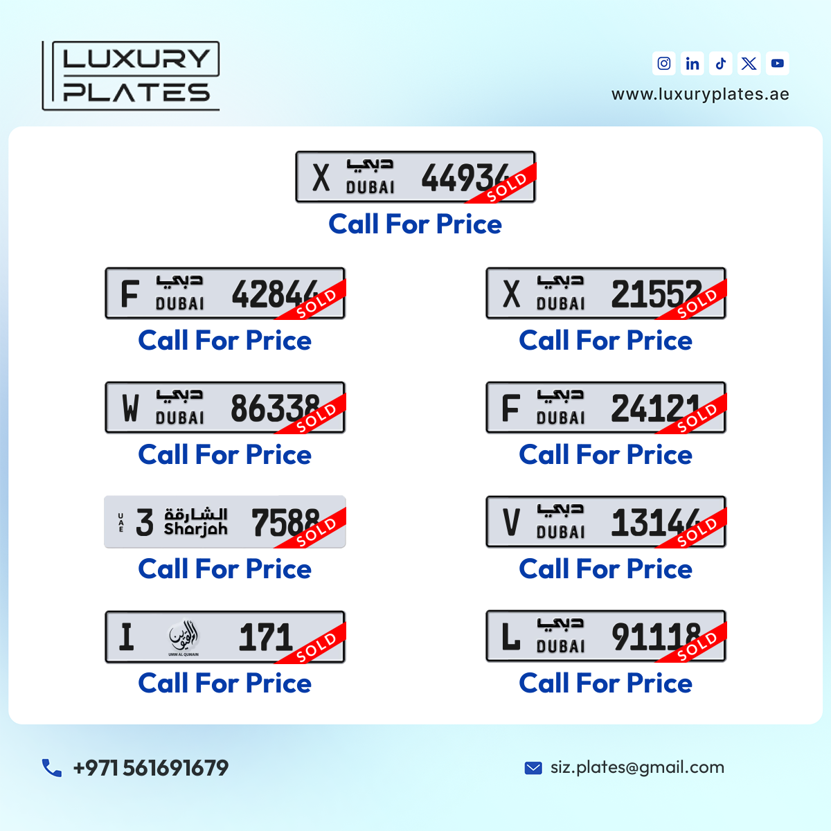 Plate number Dubai 21552 code X For sale
