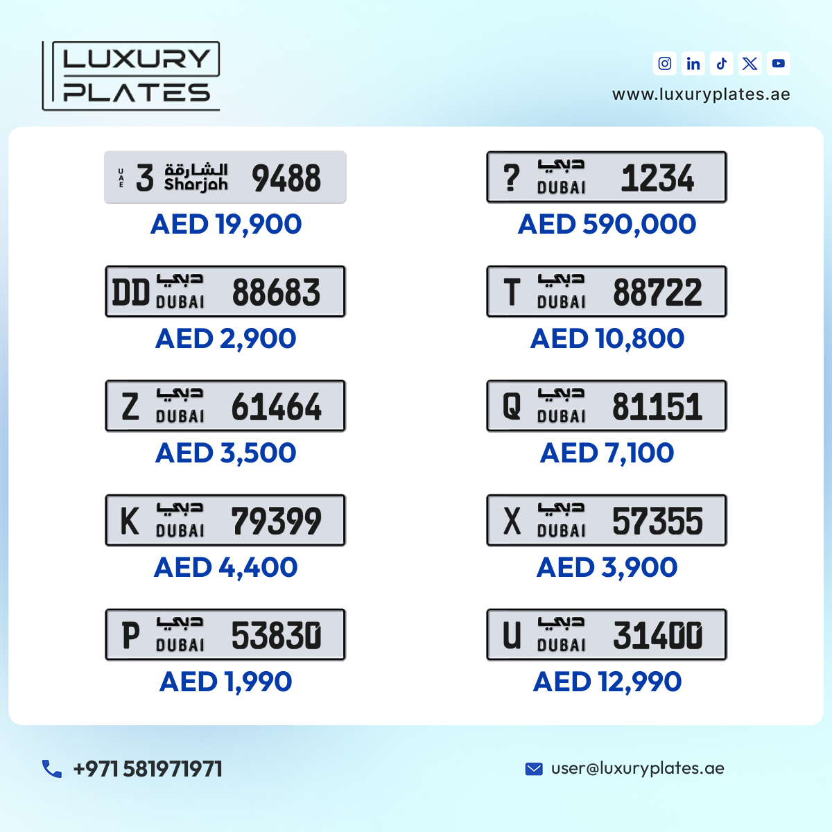 Plate number Dubai 31400 code U For sale