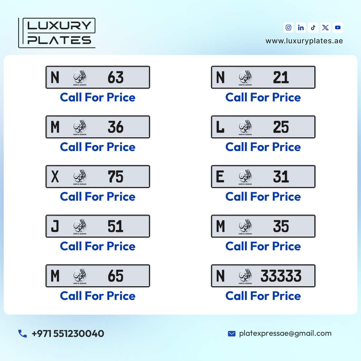 Plate number Umm Al Quwain 36 code M For sale