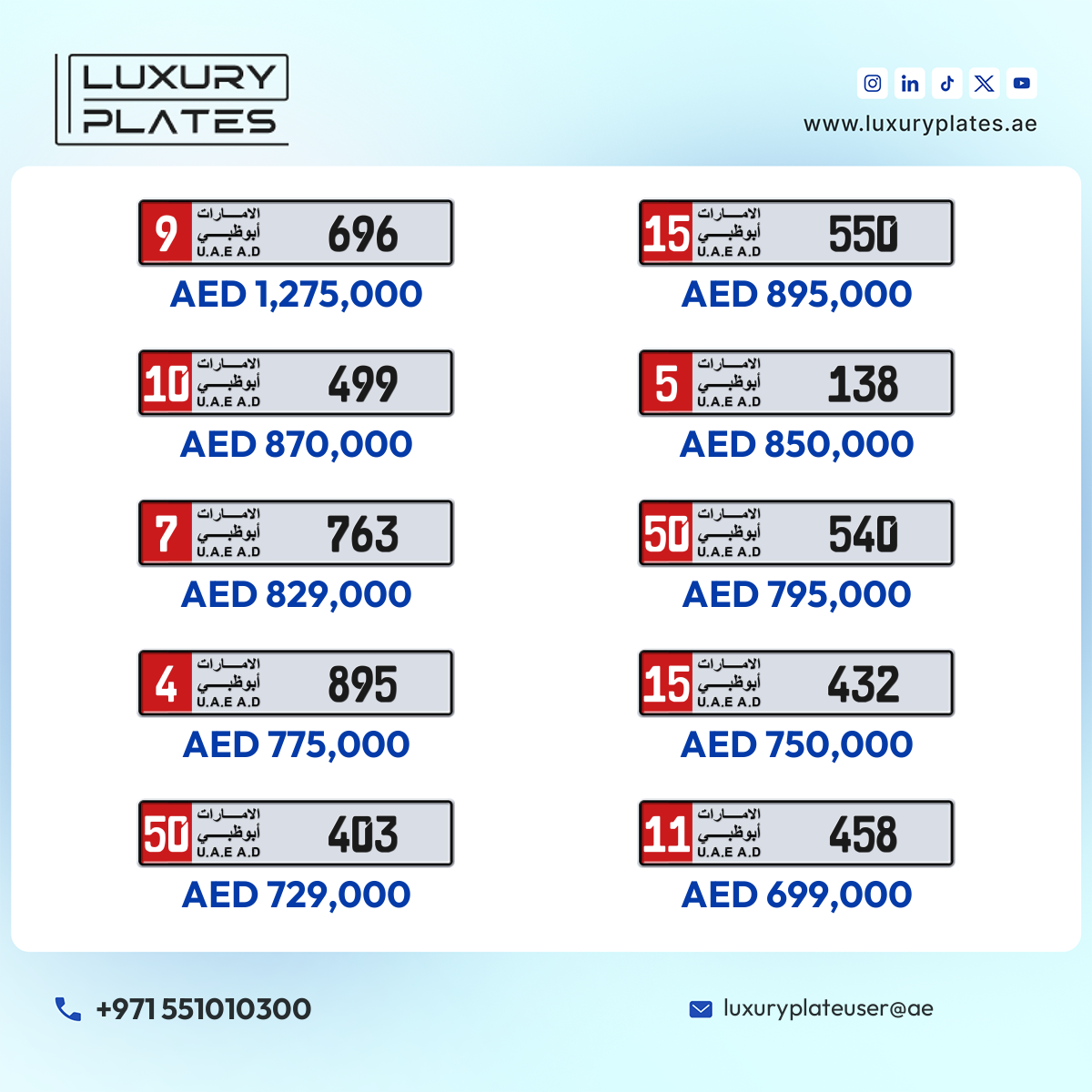 Plate number Abu Dhabi 696 code 9 For sale