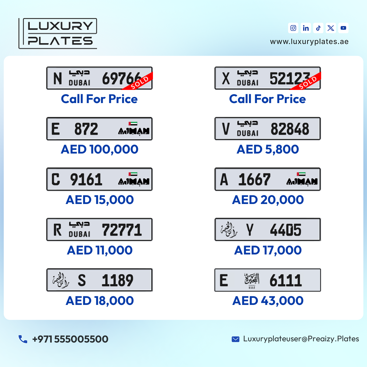 Plate number Dubai 82848 code V For sale