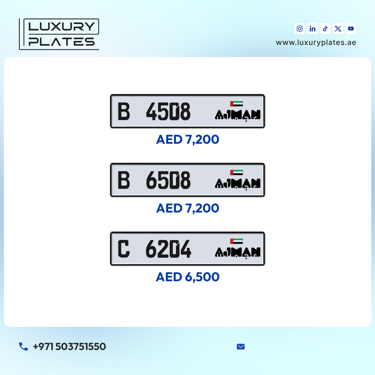 Plate number Ajman 6204 code C For sale