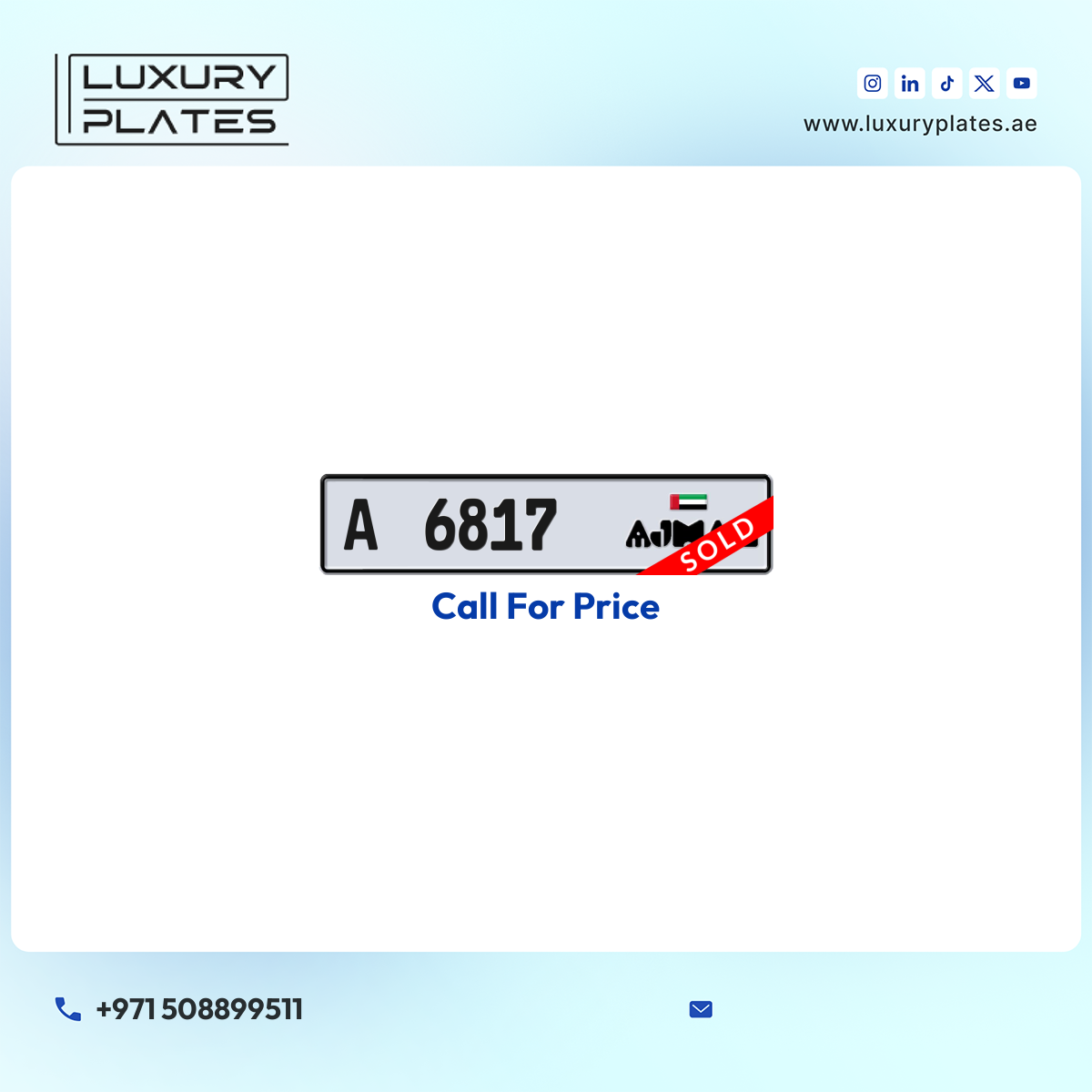 A 6817 Ajman License Plate