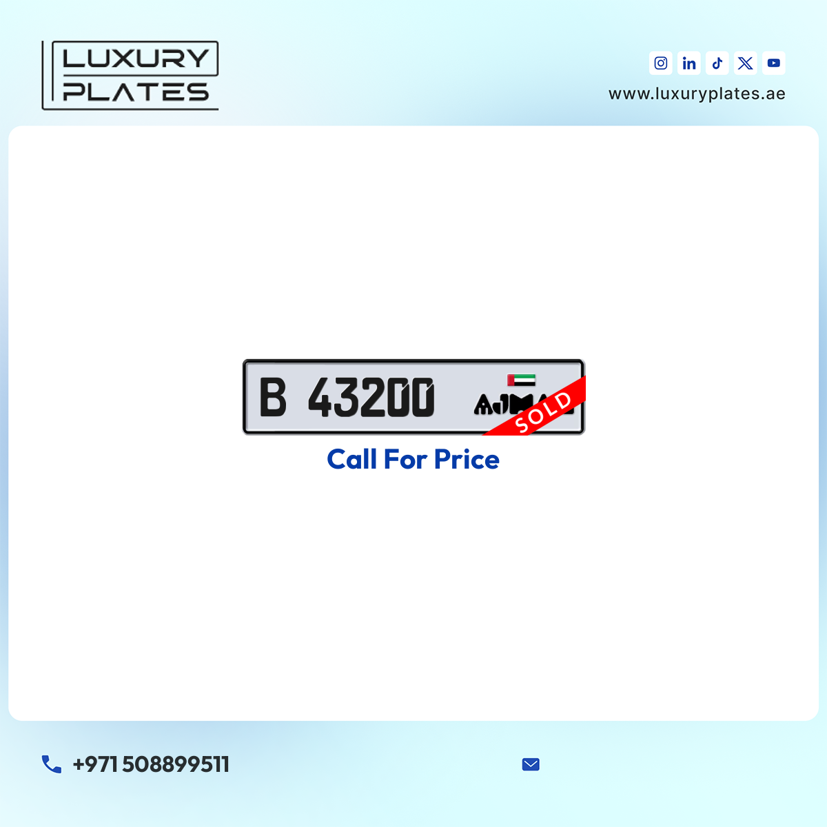 B 43200 Ajman License Plate