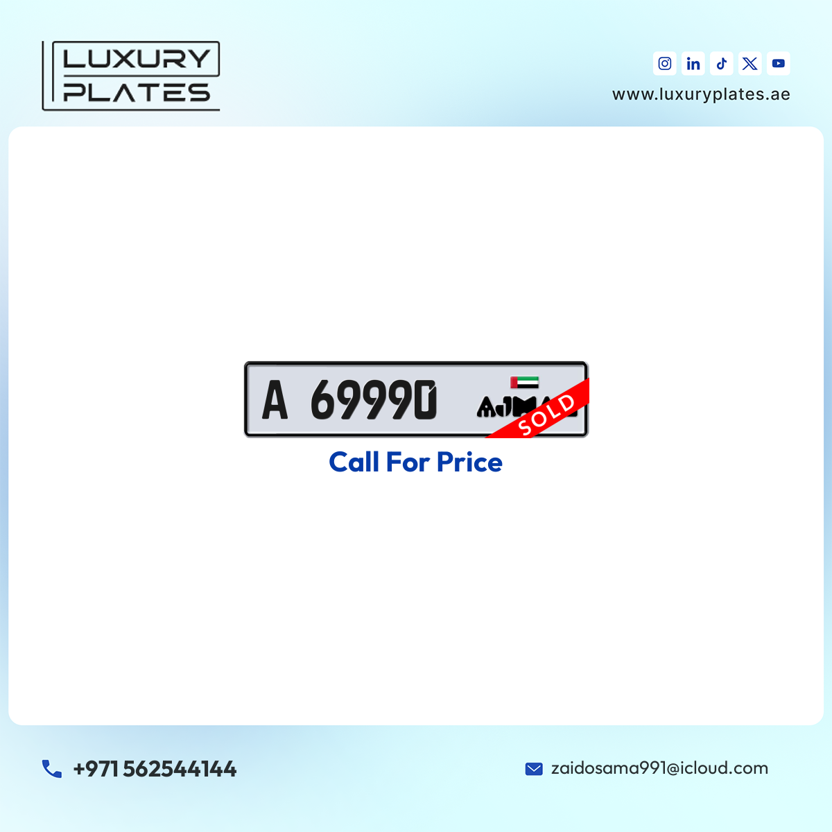 A 69990 Ajman License Plate