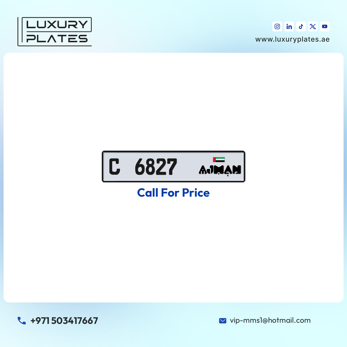 C 6827 Ajman License Plate