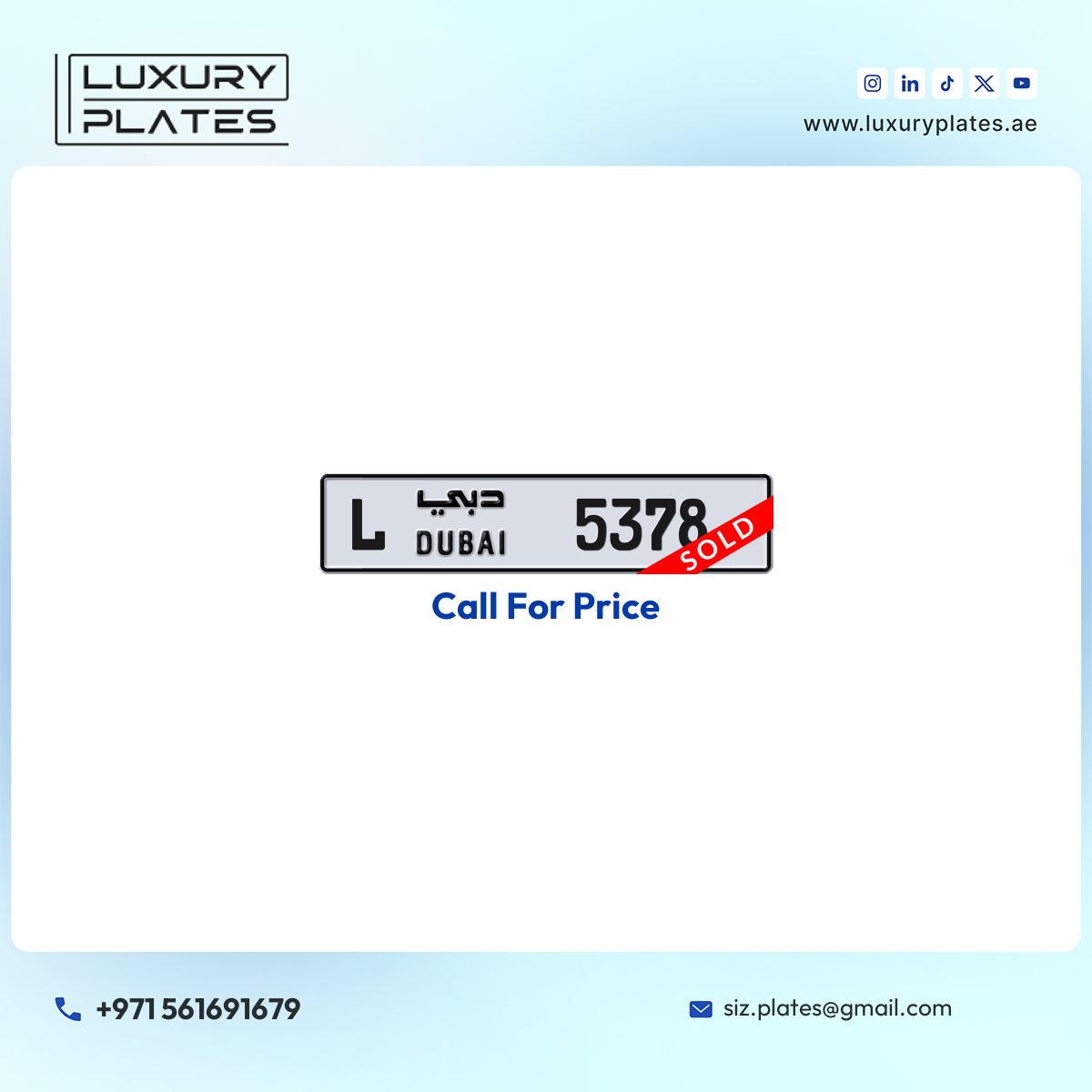 L 5378 Dubai License Plate