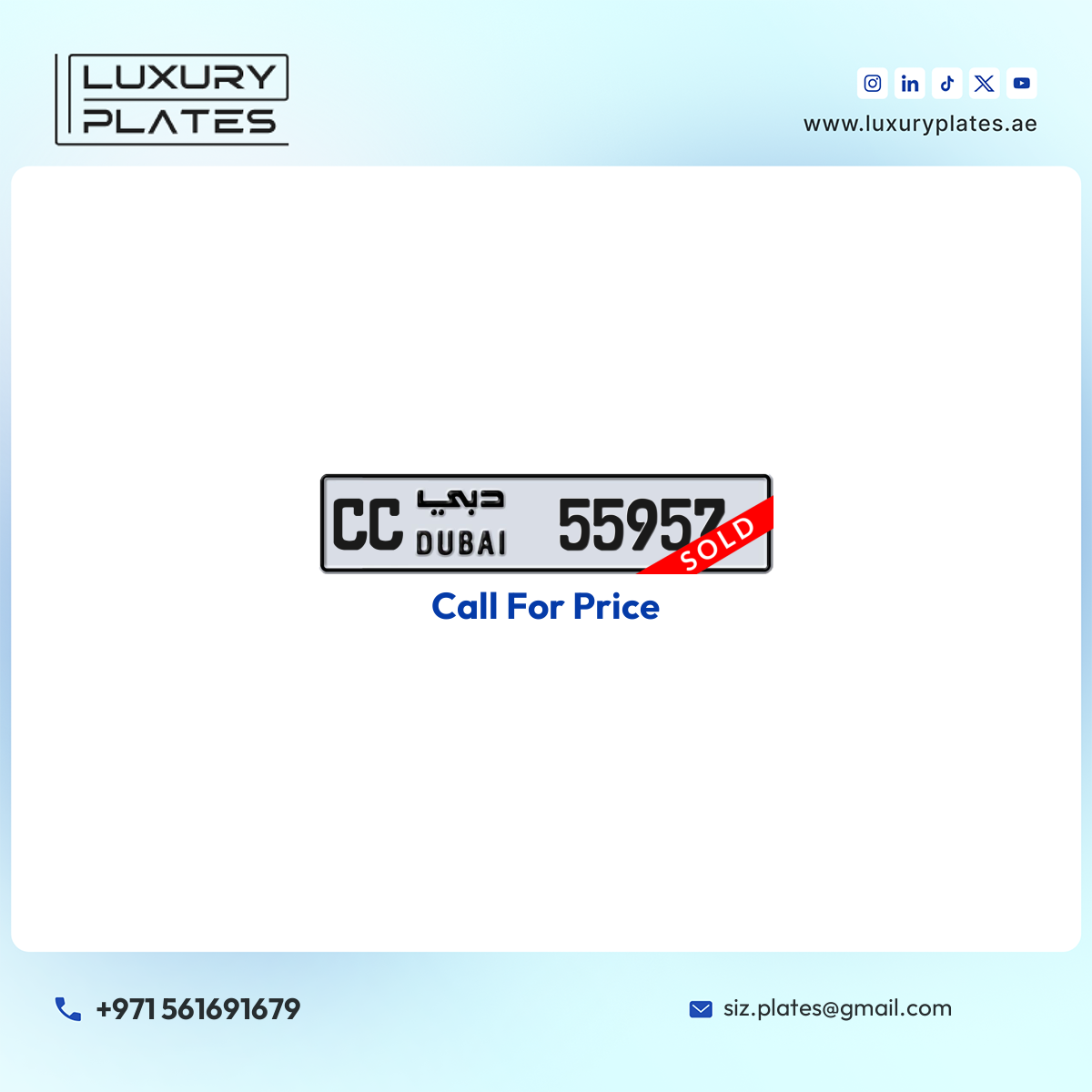 CC 55957 Dubai License Plate