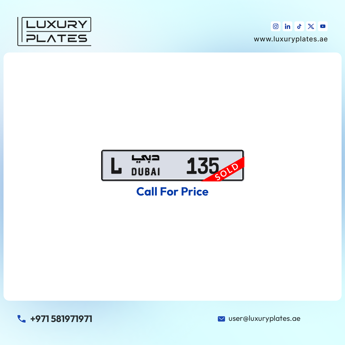 L 135 Dubai License Plate