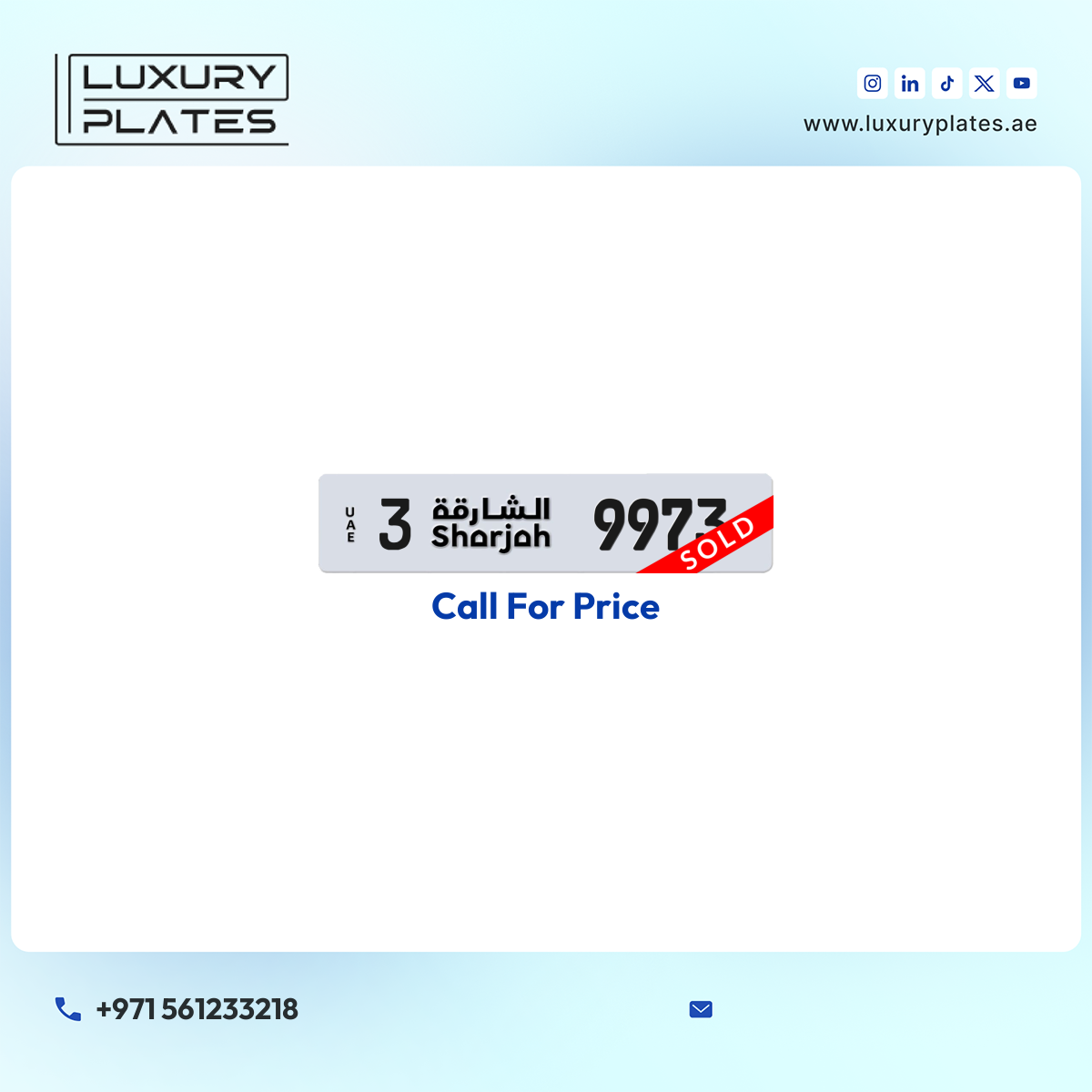 3 9973 Sharjah License Plate