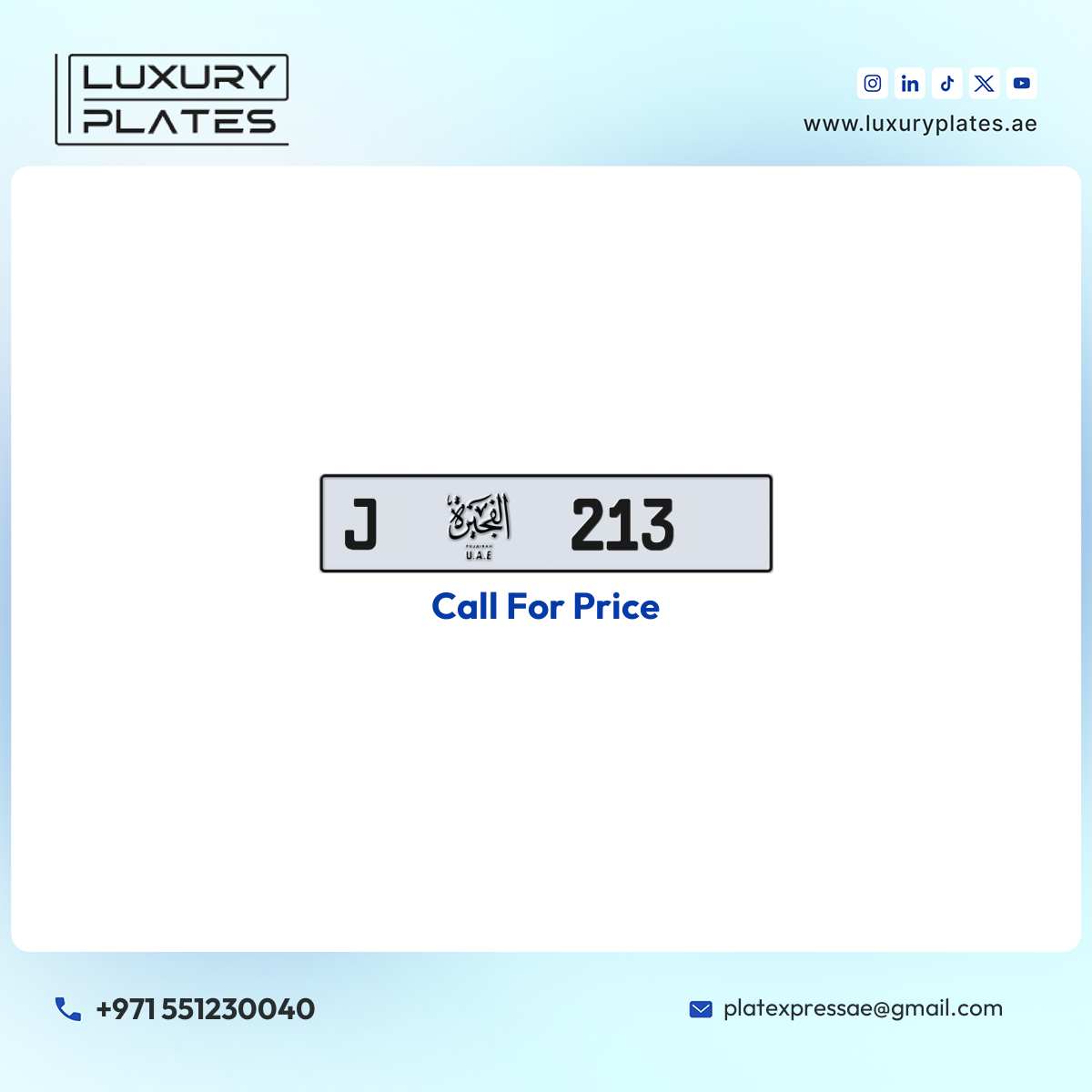 J 213 Fujairah License Plate