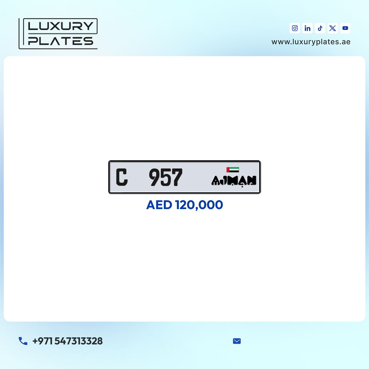 C 957 Ajman License Plate