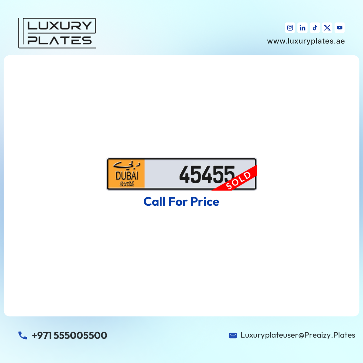 NOC 45455 Dubai Classic License Plate