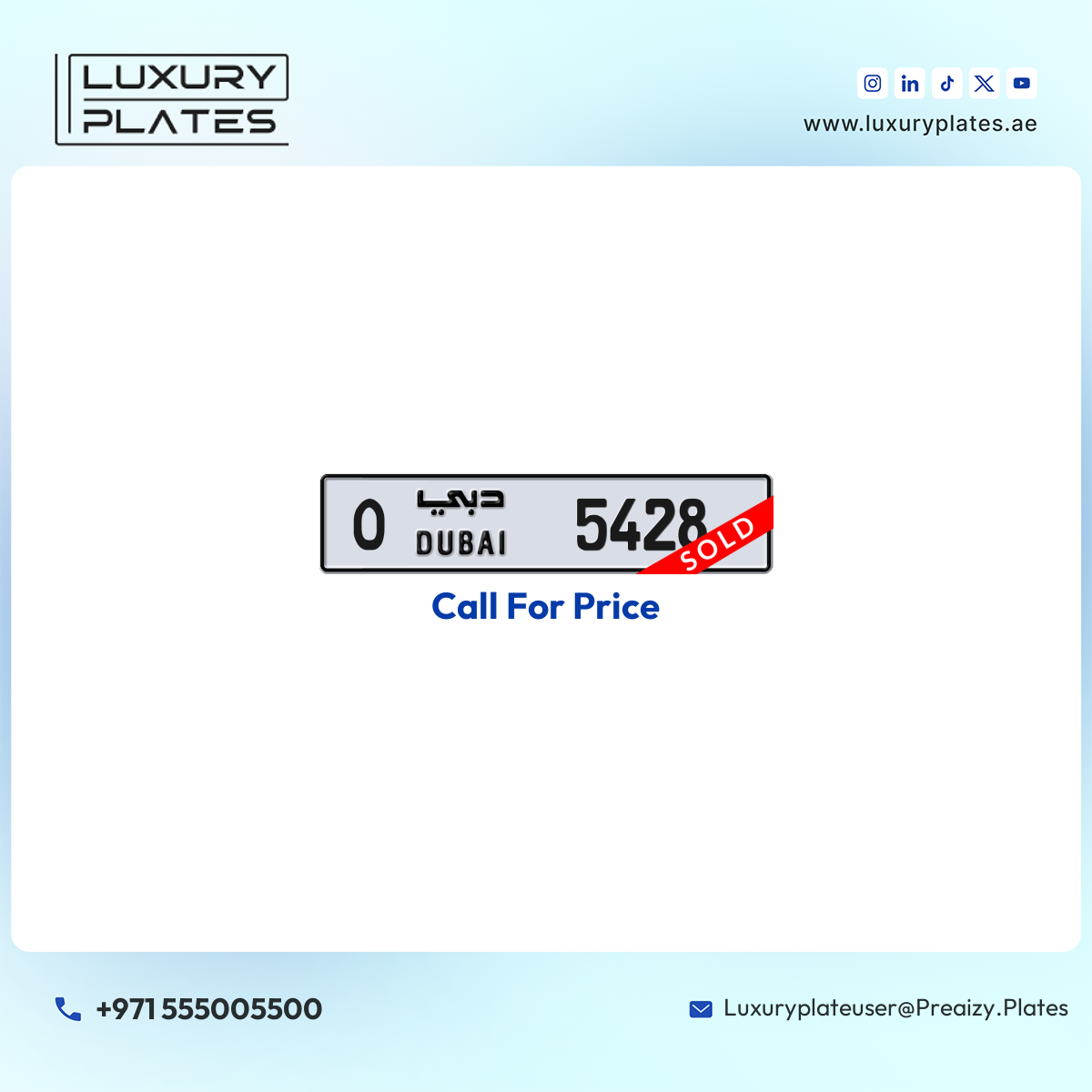 O 5428 Dubai License Plate