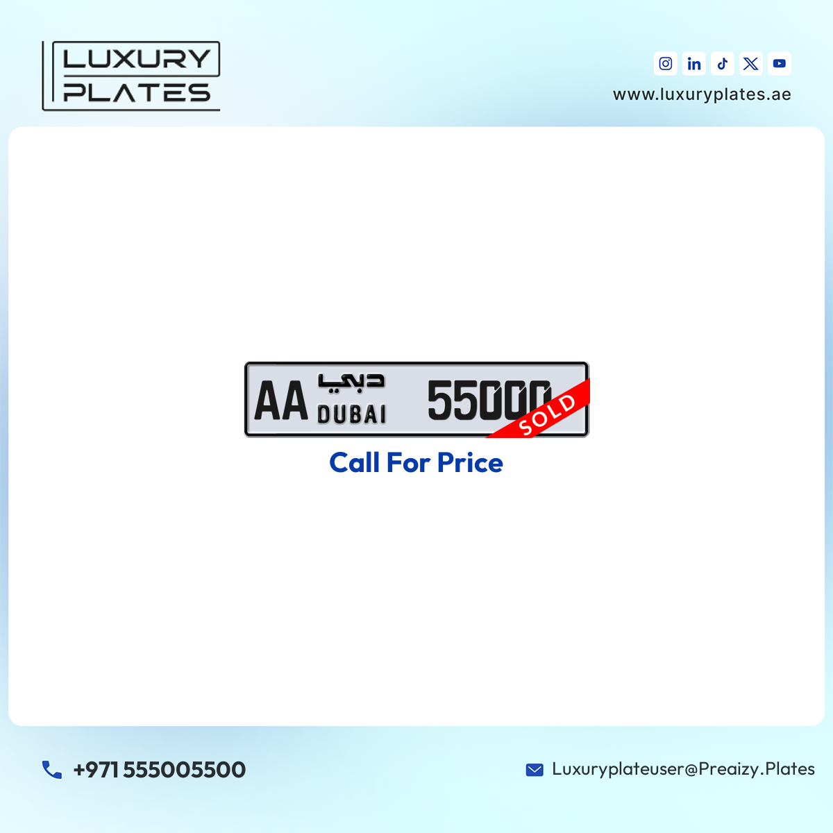 AA 55000 Dubai License Plate