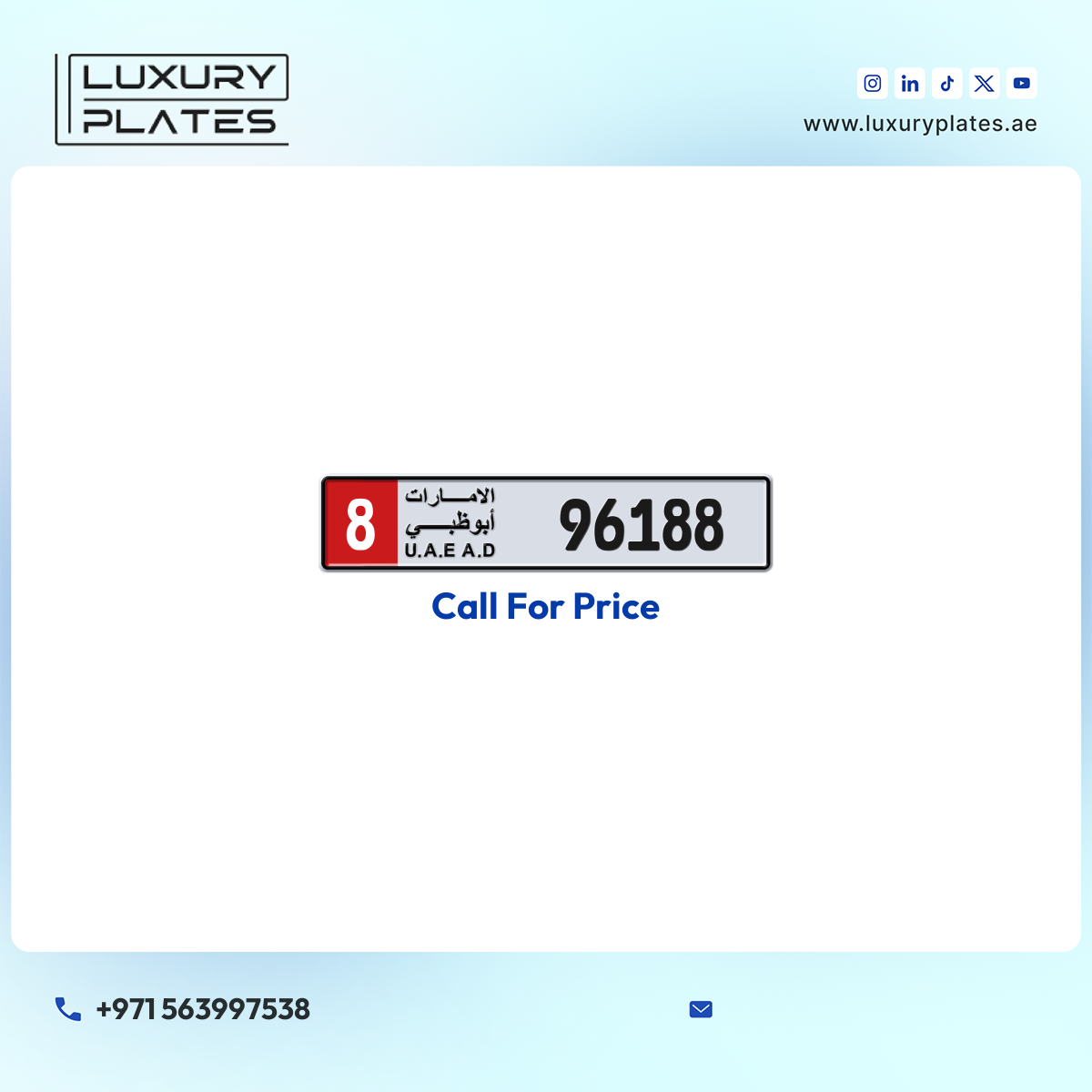 8 96188 Abu Dhabi License Plate