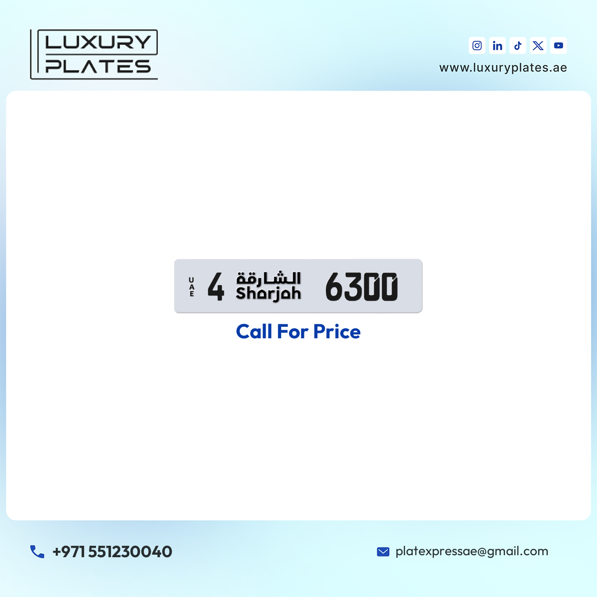 4 6300 Sharjah License Plate