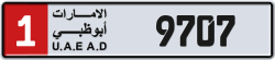 Plate number Abu Dhabi 9707 code 1 For sale