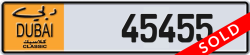Plate number Dubai Classic 45455 code NOC For sale