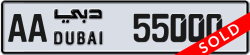 Plate number Dubai 55000 code AA For sale