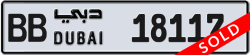 Plate number Dubai 18117 code BB For sale