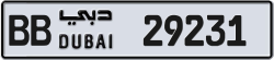 Plate number Dubai 29231 code BB For sale