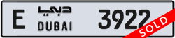 Plate number Dubai 3922 code E For sale