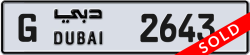 Plate number Dubai 2643 code G For sale