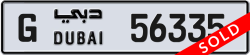 Plate number Dubai 56335 code G For sale