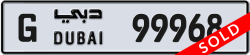 Plate number Dubai 99968 code G For sale