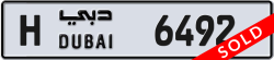 Plate number Dubai 6492 code H For sale