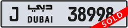 Plate number Dubai 38998 code J For sale