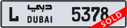 Plate number Dubai 5378 code L For sale