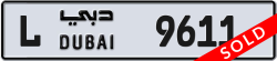 Plate number Dubai 9611 code L For sale
