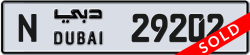 Plate number Dubai 29202 code N For sale